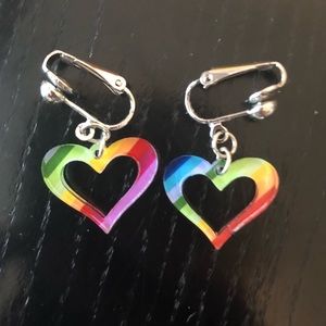 Rainbow Heart clip-on earrings